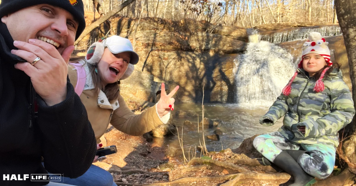 HLC With my two girls by the waterfall web